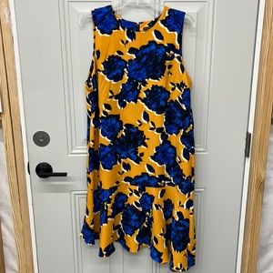 WHO WHAT WEAR stunning midi shift ruffle dress. Sleeveless. Worn 1 EUC Size L